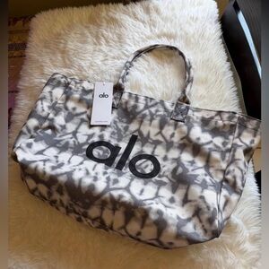 ALO Yoga Gray Tie-Dye Canvas Tote